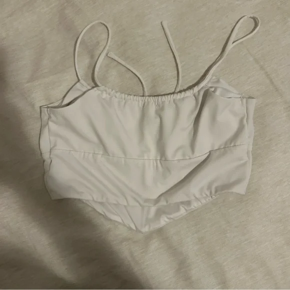 Garage White Ruched Crop Top - Picture 3 of 3